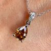 18K White Gold Necklace with 1.08 ct Natural Fancy Vivid Yellowish Brownish Orange SI2 Diamond Pendant & VVS Diamonds, ALGT Certified | Fine Jewelry