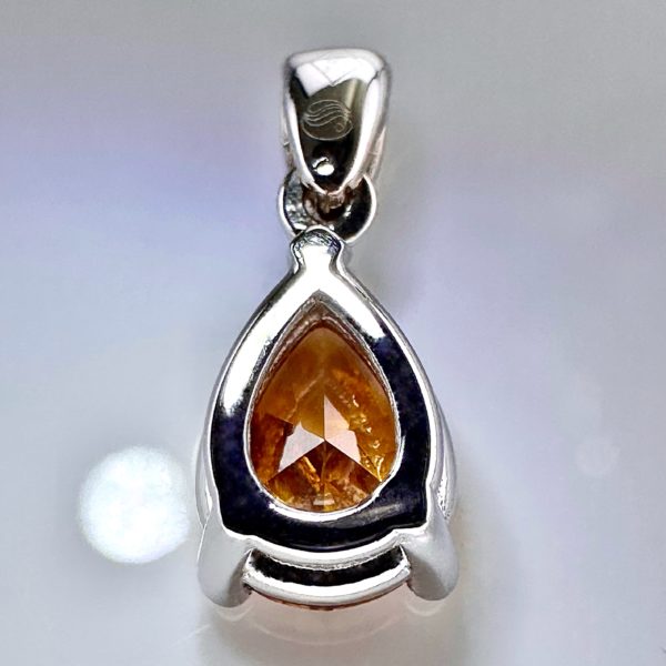 18K White Gold Necklace with 1.08 ct Natural Fancy Vivid Yellowish Brownish Orange SI2 Diamond Pendant & VVS Diamonds, ALGT Certified | Fine Jewelry