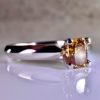 18K White Gold Ring with 0.69 ct Natural Fancy Deep Brownish Yellow-Orange SI2 Diamond, ALGT Certified | Elegant Jewelry