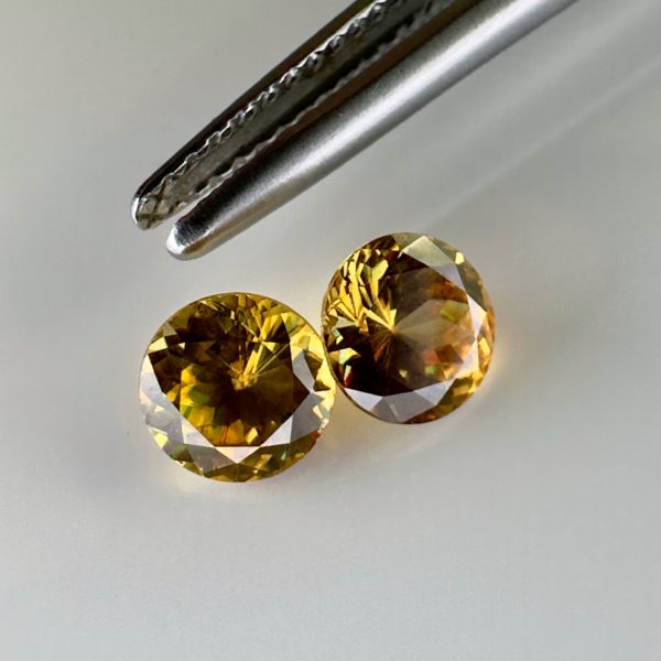 Pair of Sphene Gemstones – Rare and Brilliant Matched Set for Earrings