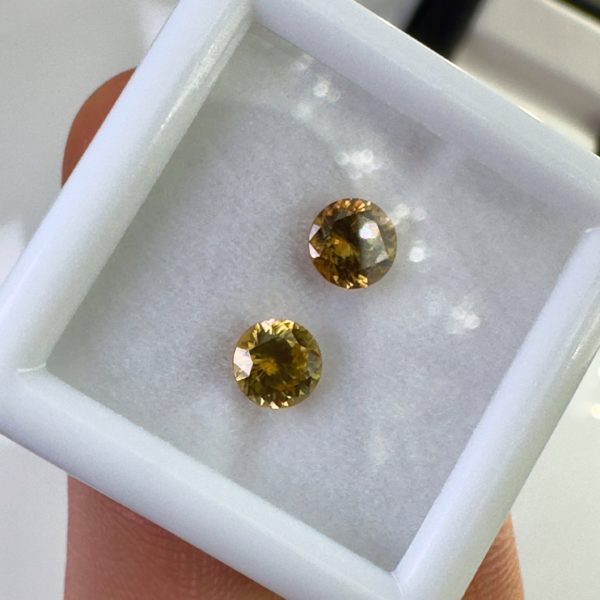 Pair of Sphene Gemstones – Rare and Brilliant Matched Set for Earrings